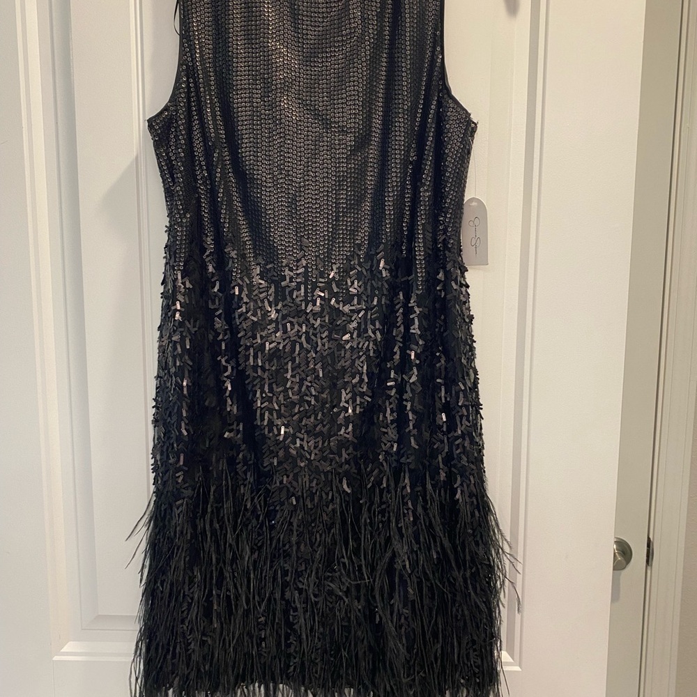 Jessica Simpson Sequin Feather Black Dress Party Cocktail size 10 NWTs - Picture 7 of 16